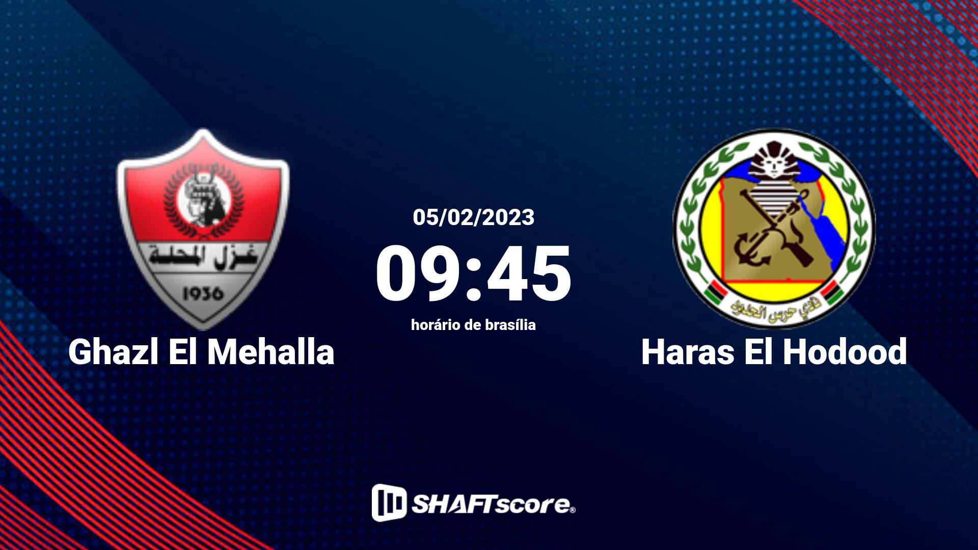 Estatísticas do jogo Ghazl El Mehalla vs Haras El Hodood 05.02 09:45