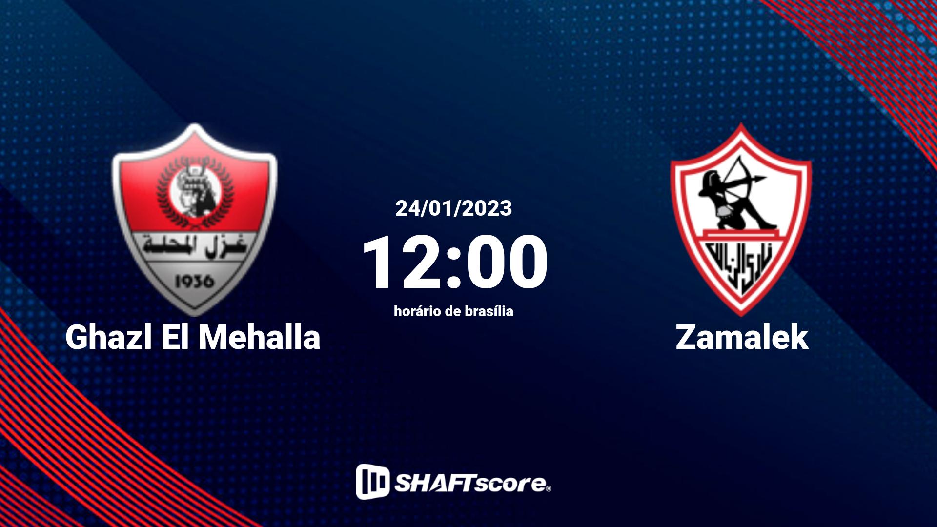 Estatísticas do jogo Ghazl El Mehalla vs Zamalek 24.01 12:00