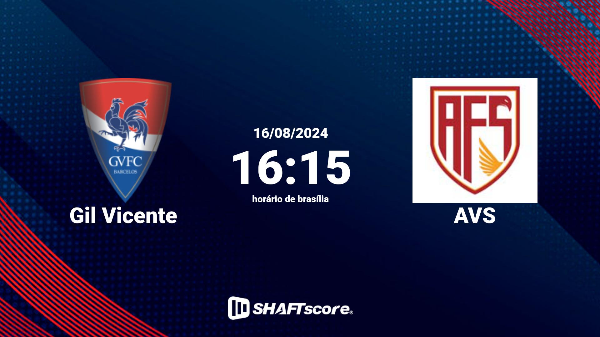 Estatísticas do jogo Gil Vicente vs AVS 16.08 16:15