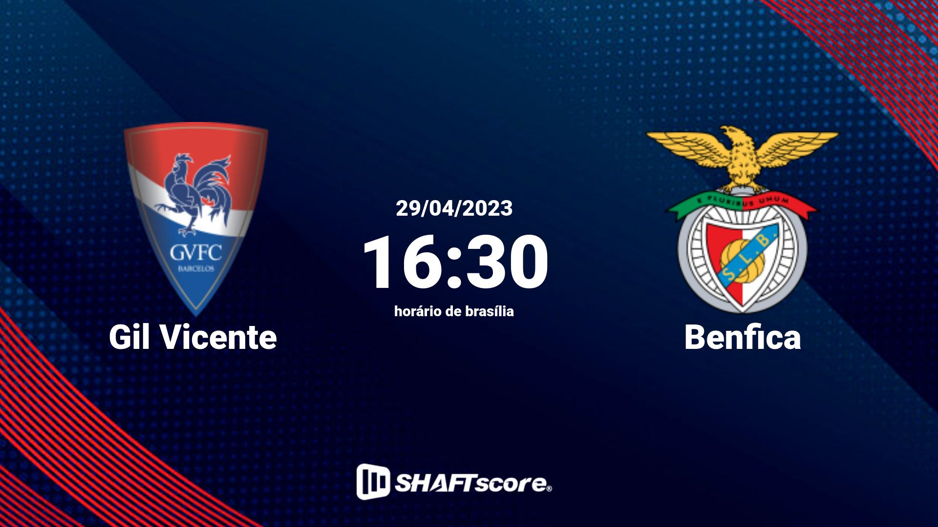 Estatísticas do jogo Gil Vicente vs Benfica 29.04 16:30