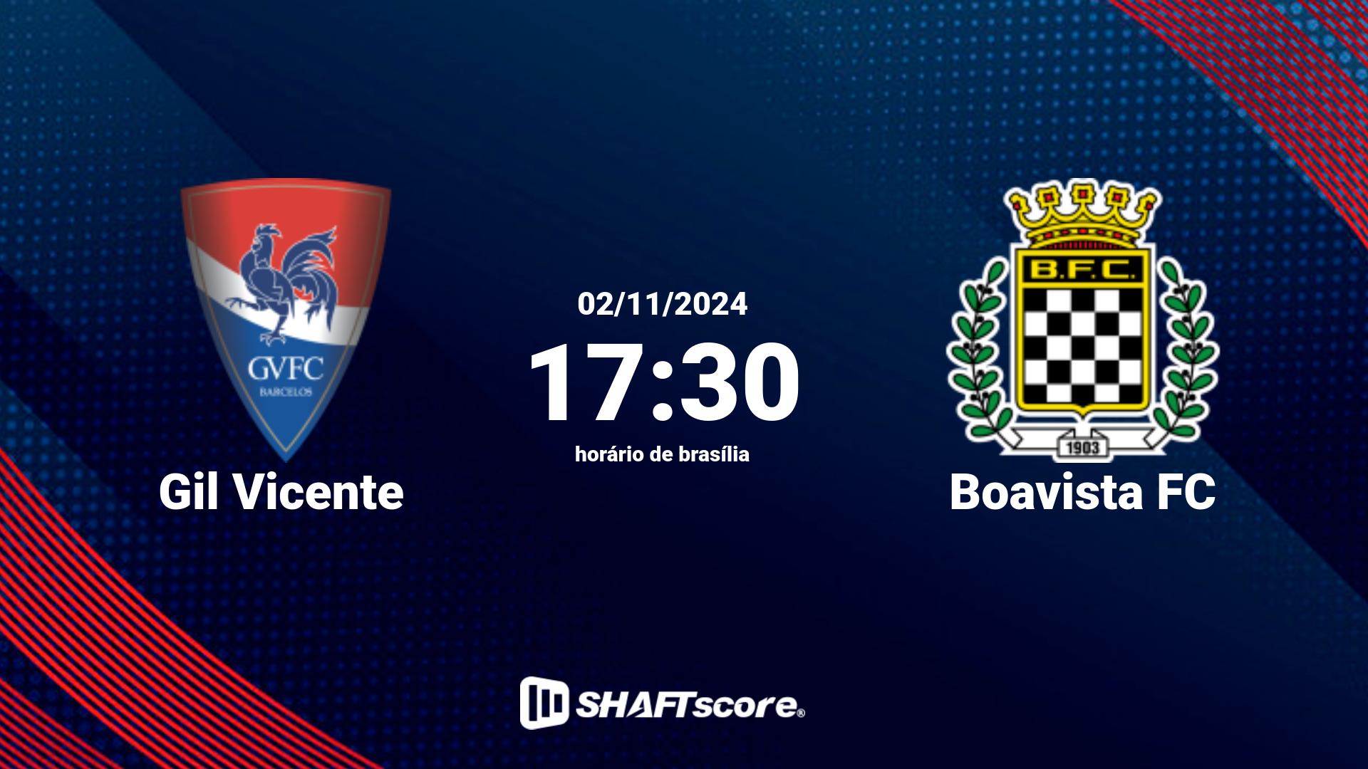 Estatísticas do jogo Gil Vicente vs Boavista FC 02.11 17:30