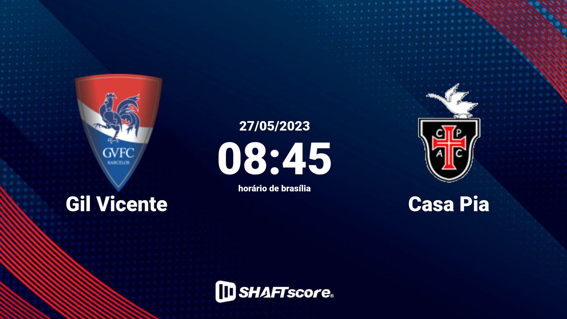 Estatísticas do jogo Gil Vicente vs Casa Pia 27.05 08:45