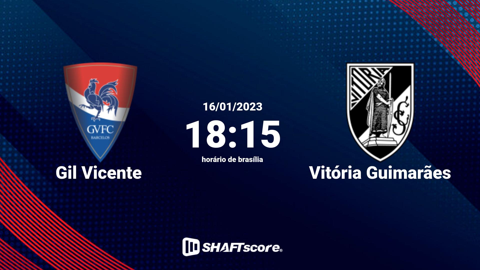 Estatísticas do jogo Gil Vicente vs Vitória Guimarães 16.01 18:15