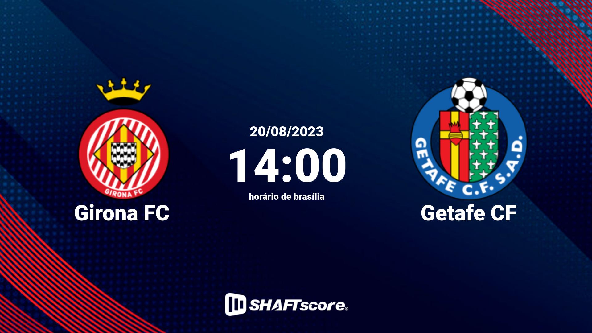 Estatísticas do jogo Girona FC vs Getafe CF 20.08 14:00