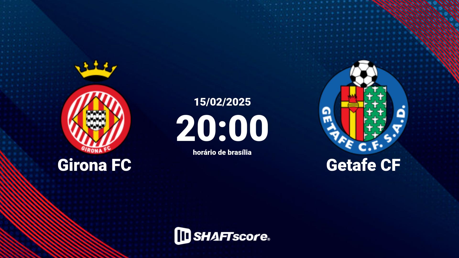 Estatísticas do jogo Girona FC vs Getafe CF 15.02 20:00