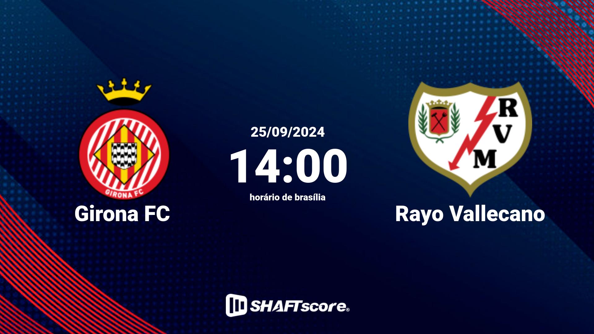 Estatísticas do jogo Girona FC vs Rayo Vallecano 25.09 14:00