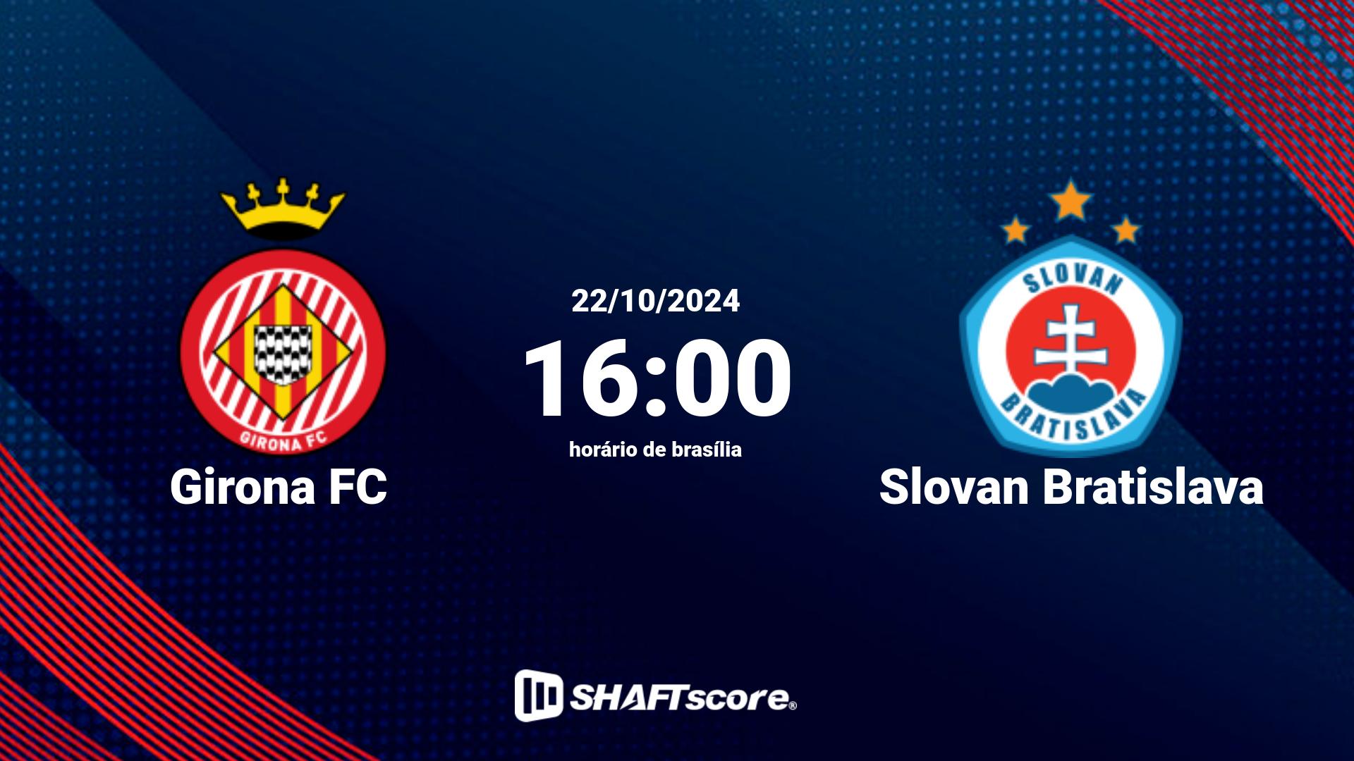 Estatísticas do jogo Girona FC vs Slovan Bratislava 22.10 16:00