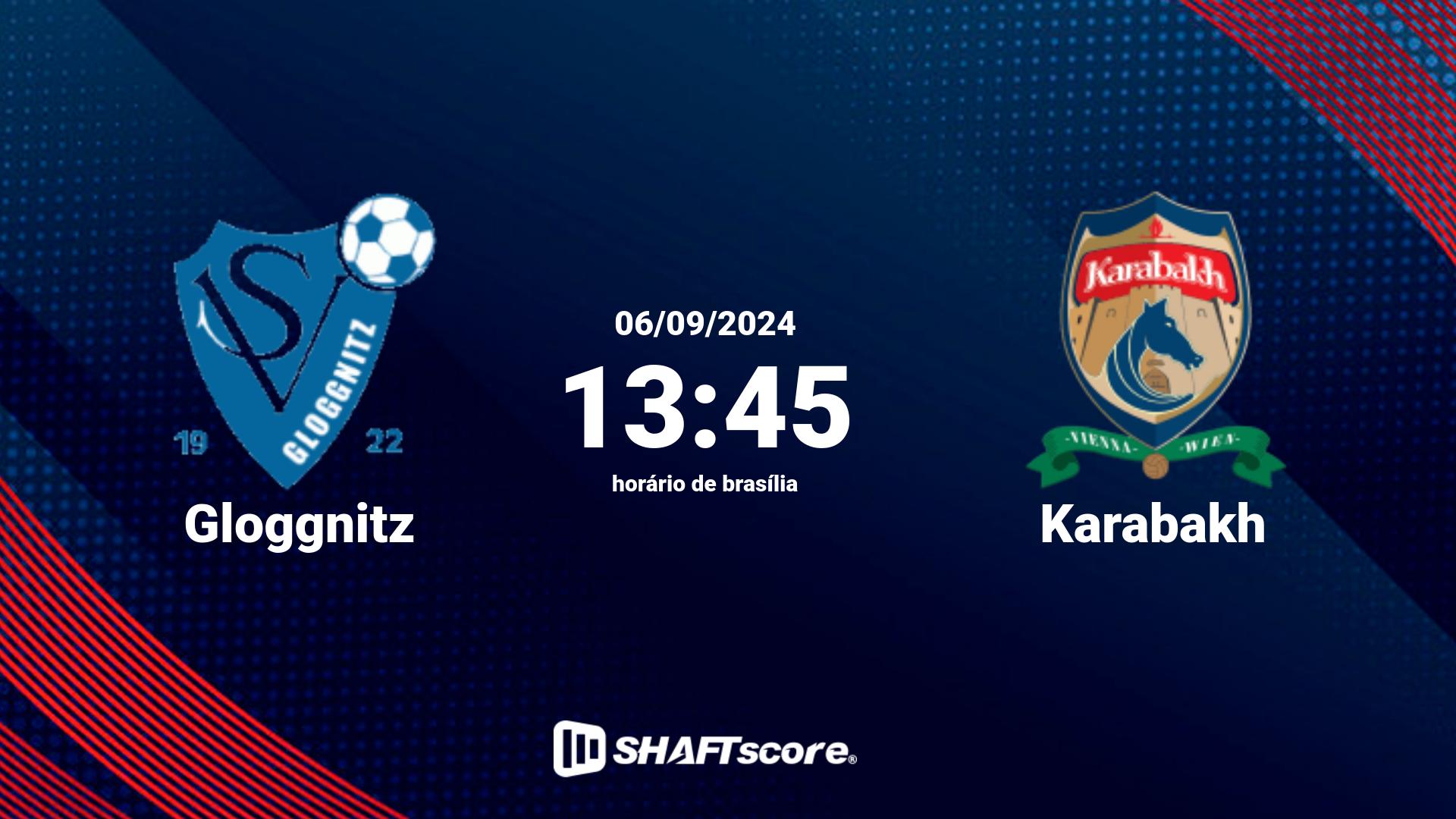 Estatísticas do jogo Gloggnitz vs Karabakh 06.09 13:45