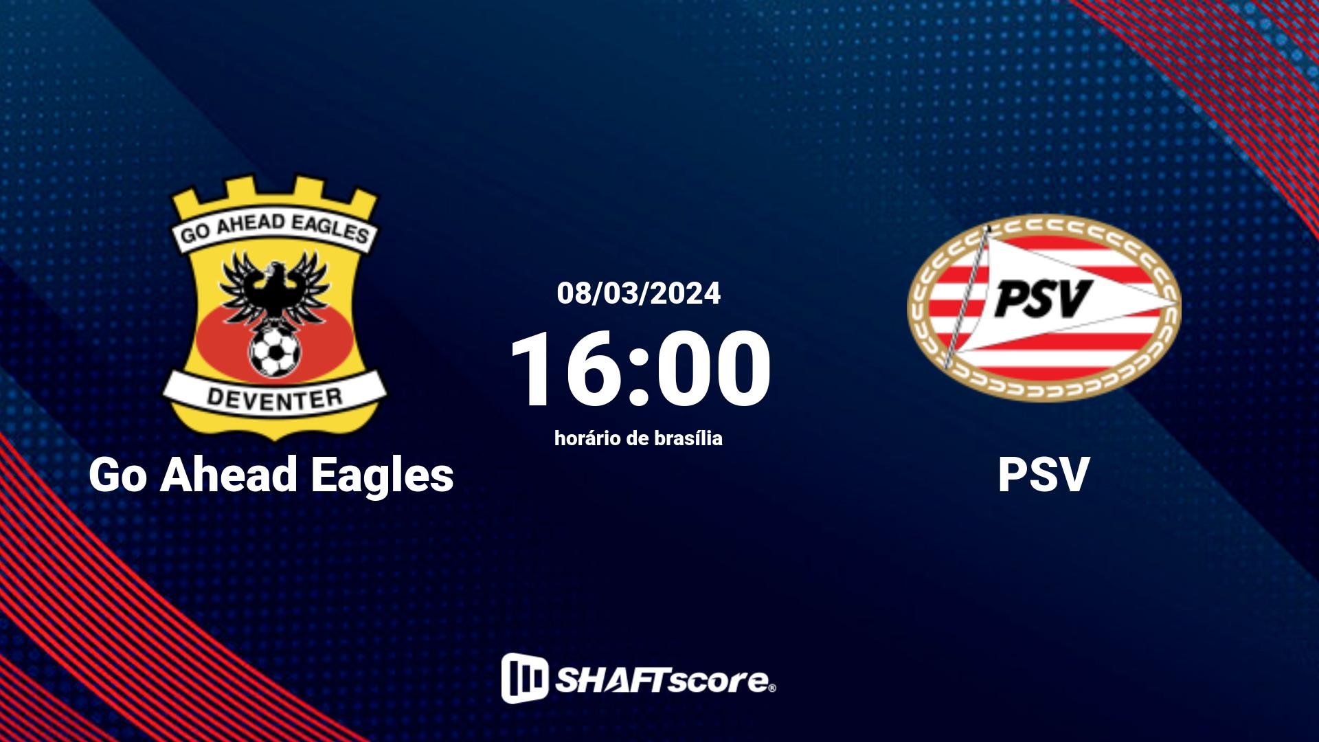 Estatísticas do jogo Go Ahead Eagles vs PSV 08.03 16:00