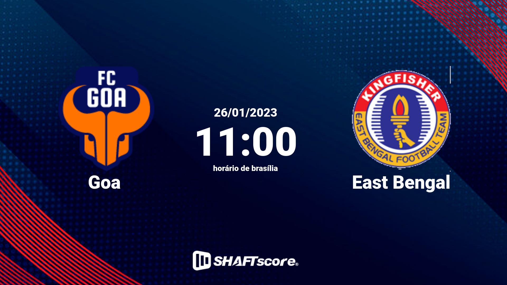 Estatísticas do jogo Goa vs East Bengal 26.01 11:00