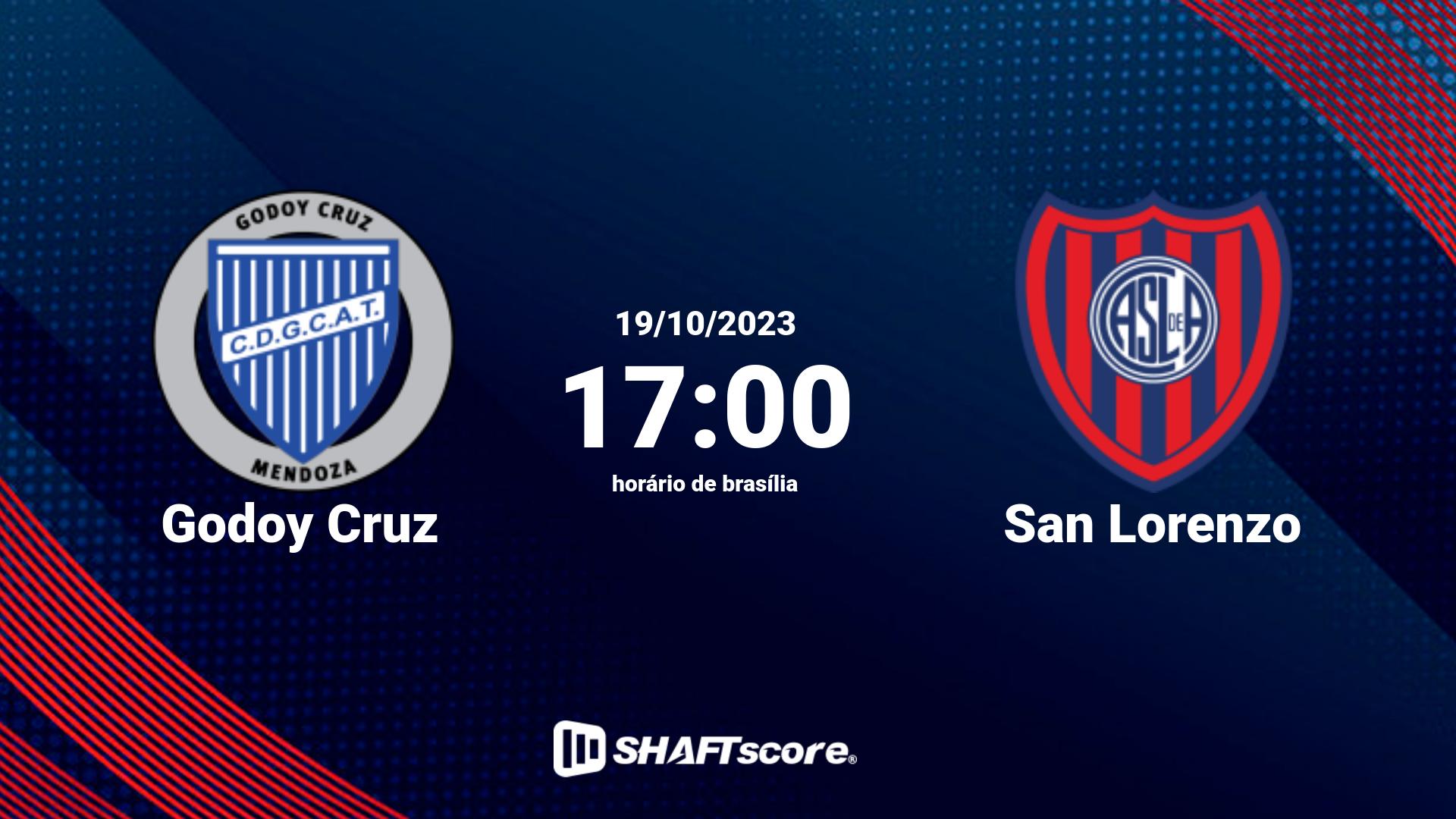 Estatísticas do jogo Godoy Cruz vs San Lorenzo 19.10 17:00