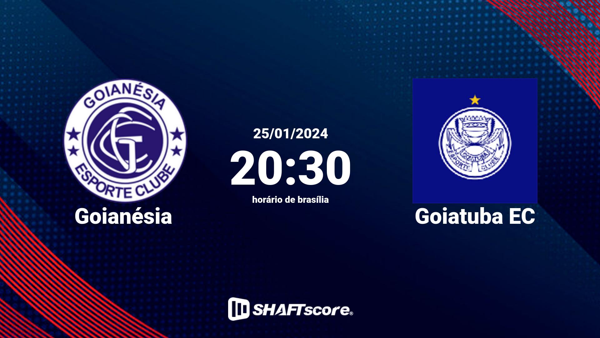 Estatísticas do jogo Goianésia vs Goiatuba EC 25.01 20:30