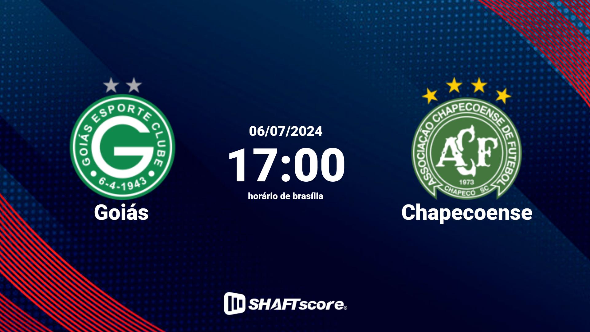 Estatísticas do jogo Goiás vs Chapecoense 06.07 17:00