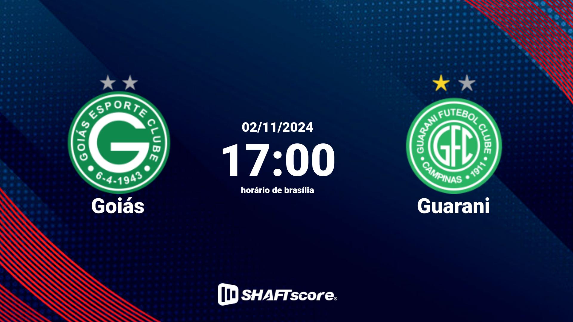 Estatísticas do jogo Goiás vs Guarani 02.11 17:00