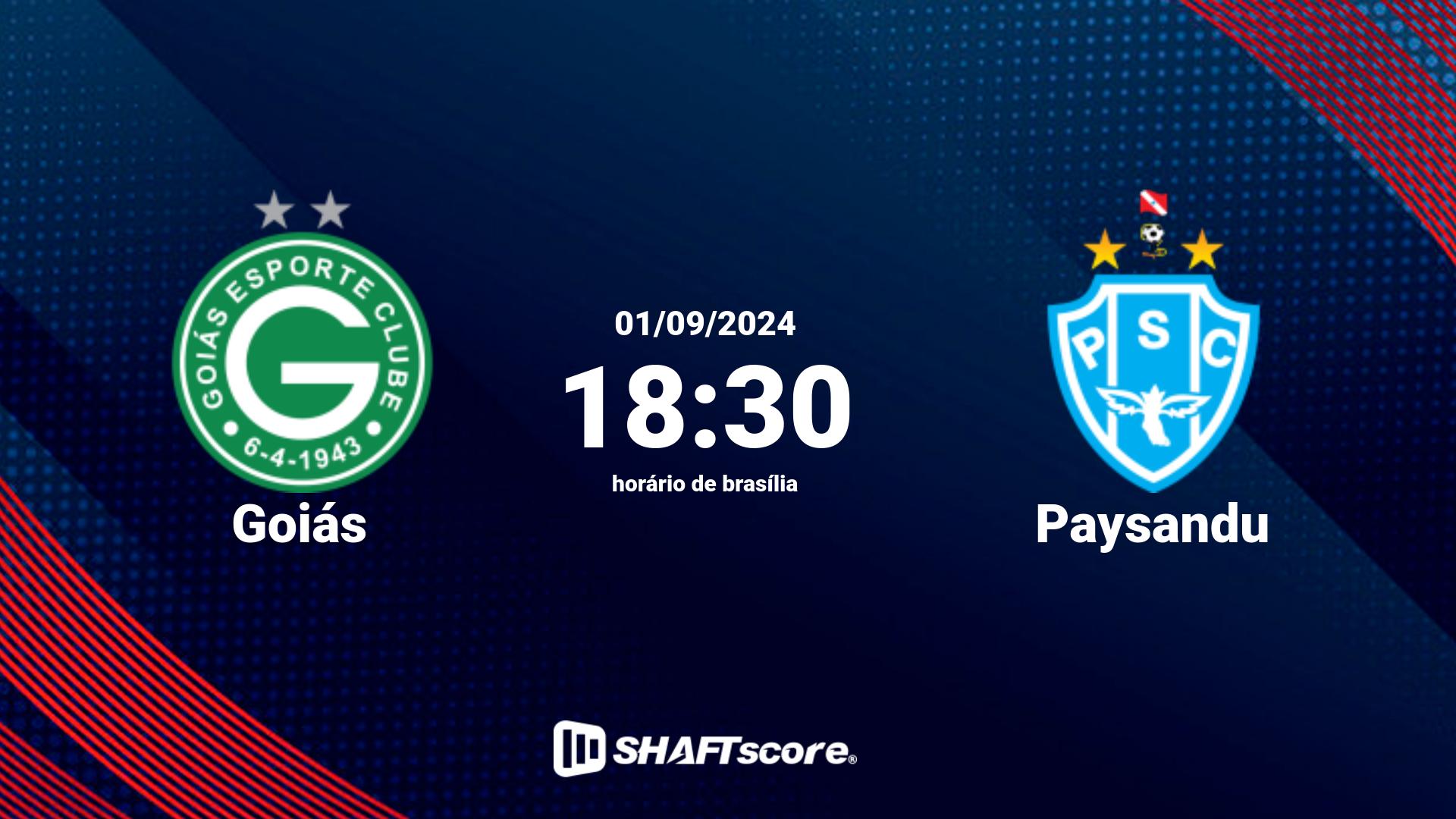 Estatísticas do jogo Goiás vs Paysandu 01.09 18:30