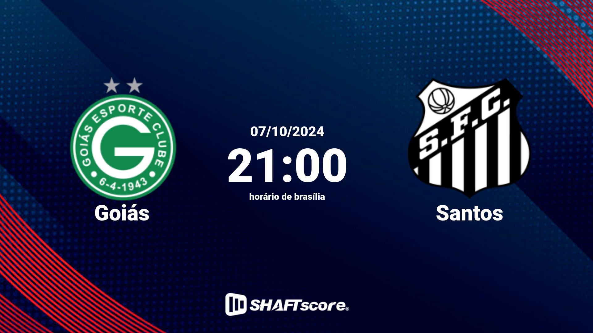 Estatísticas do jogo Goiás vs Santos 07.10 21:00