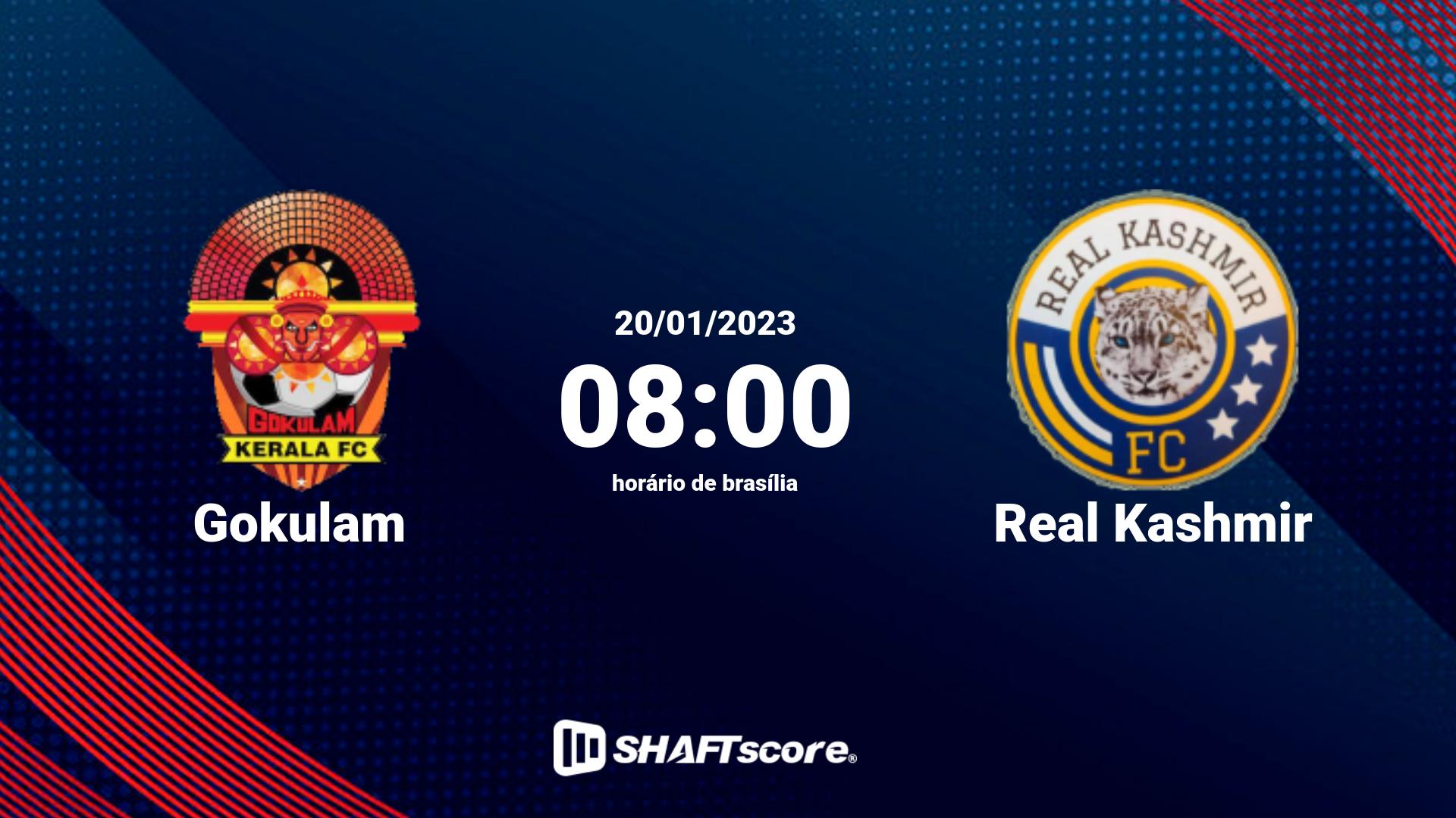 Estatísticas do jogo Gokulam vs Real Kashmir 20.01 08:00