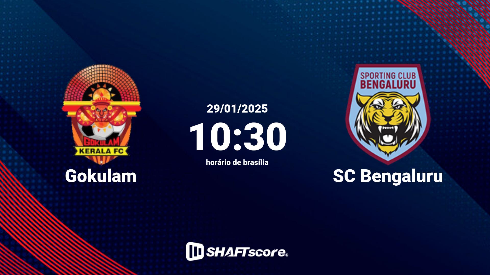 Estatísticas do jogo Gokulam vs SC Bengaluru 29.01 10:30