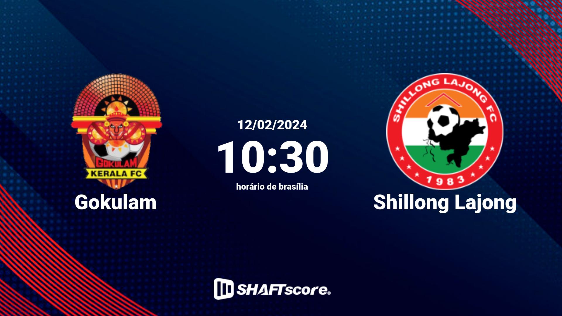 Estatísticas do jogo Gokulam vs Shillong Lajong 12.02 10:30