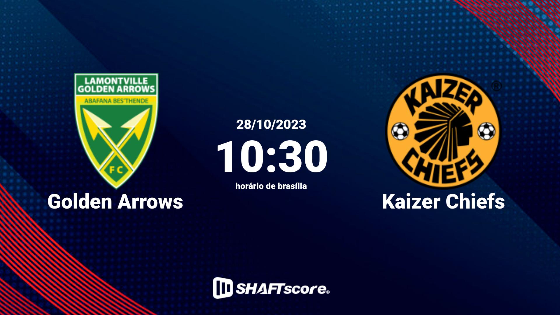 Estatísticas do jogo Golden Arrows vs Kaizer Chiefs 28.10 10:30