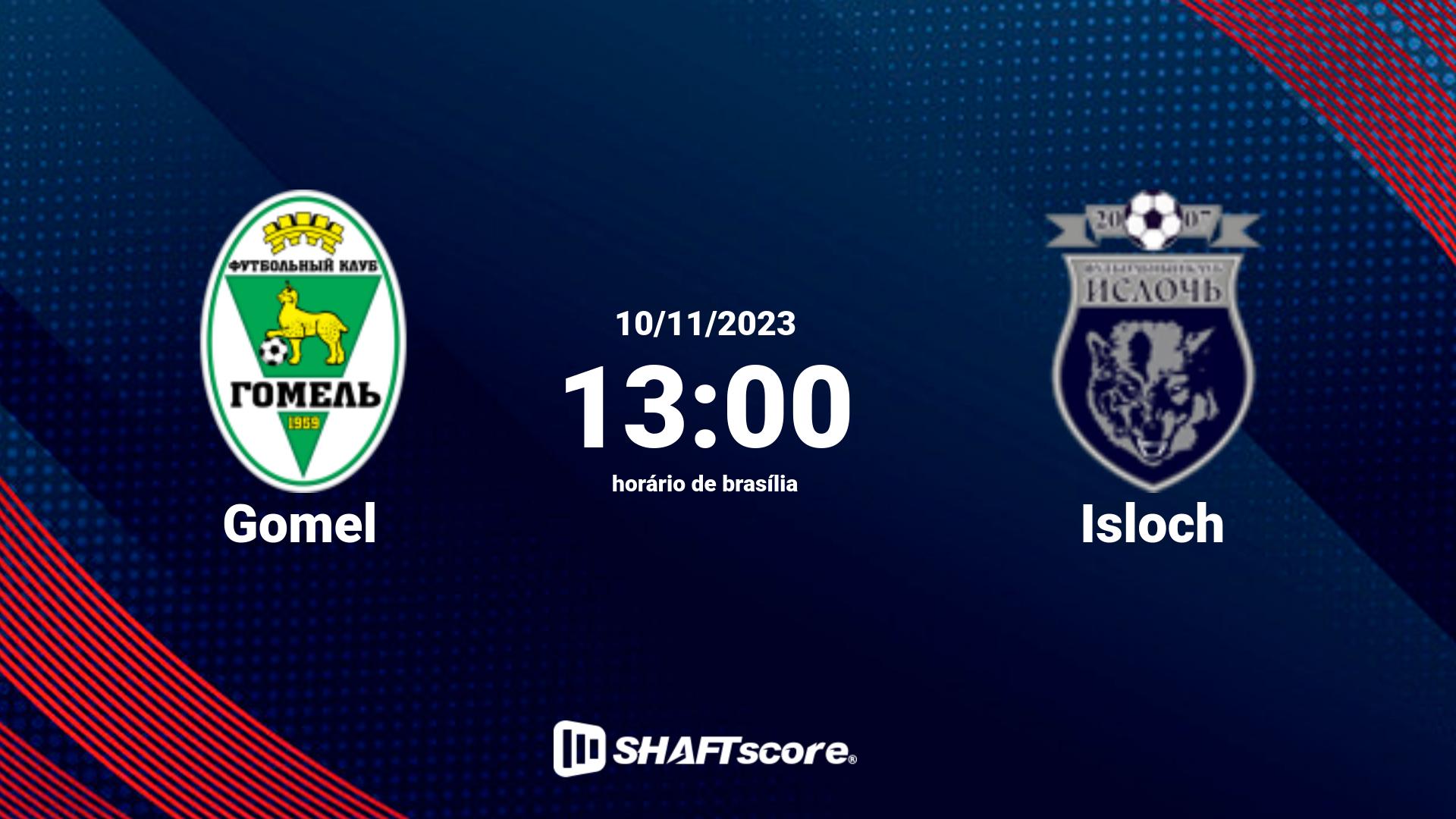 Estatísticas do jogo Gomel vs Isloch 10.11 13:00