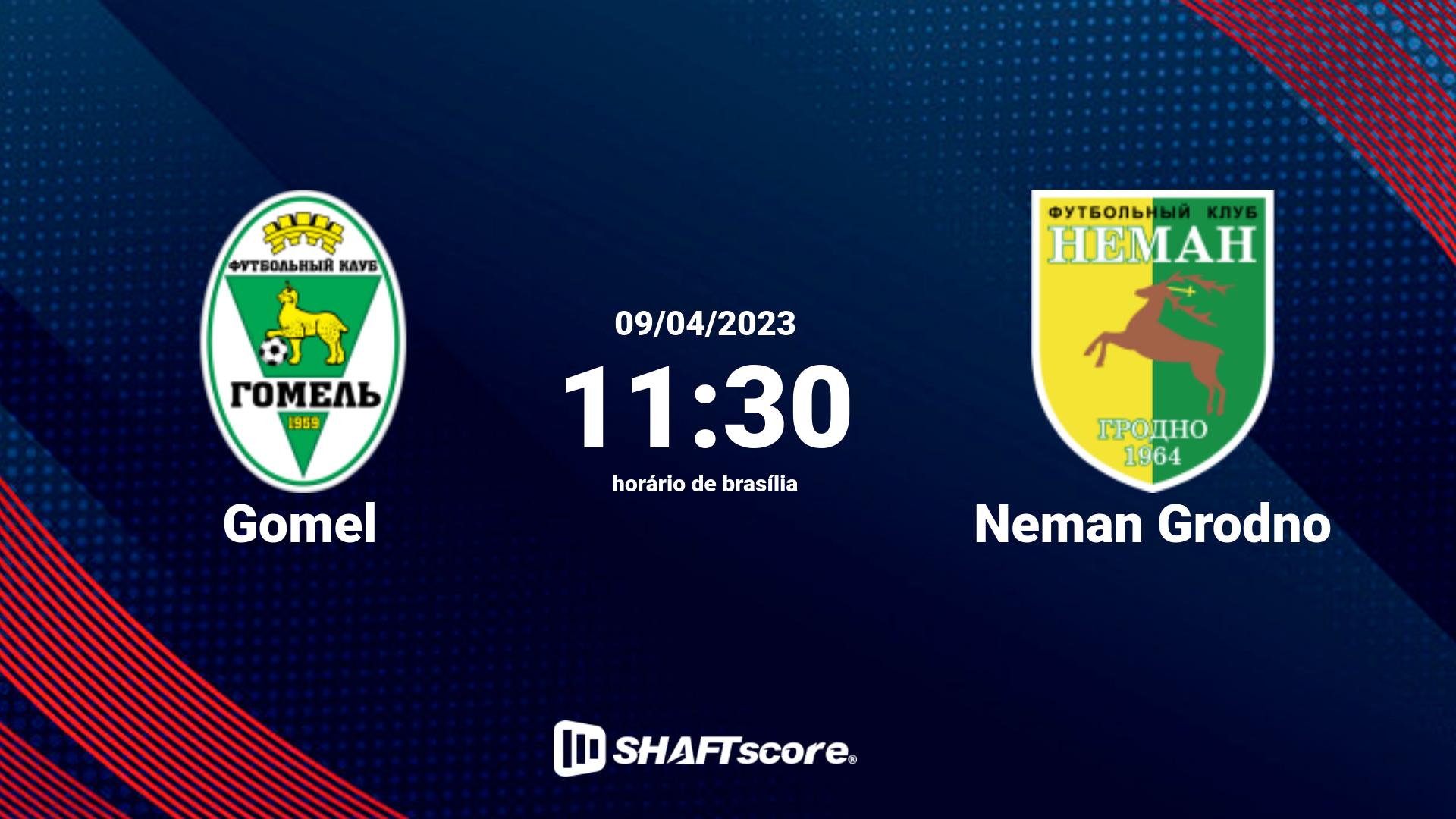 Estatísticas do jogo Gomel vs Neman Grodno 09.04 11:30