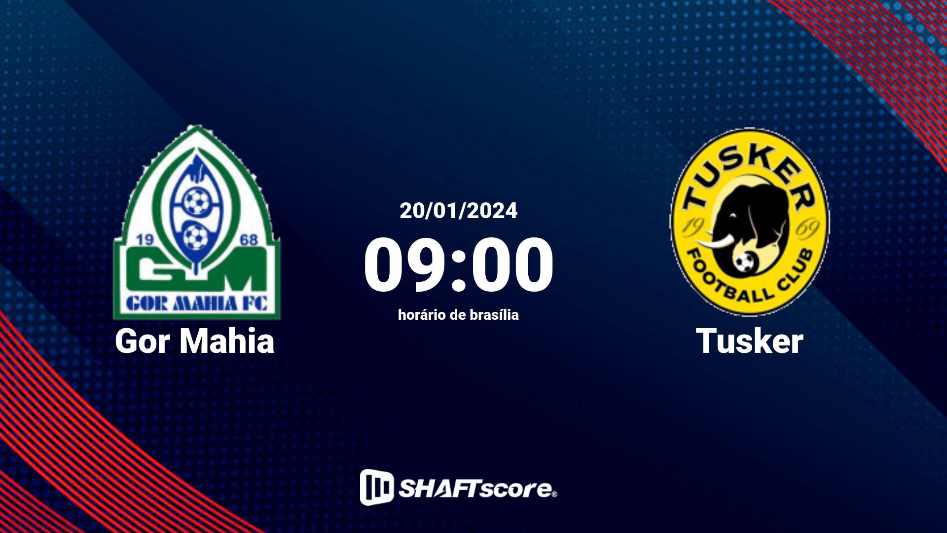 Estatísticas do jogo Gor Mahia vs Tusker 20.01 09:00