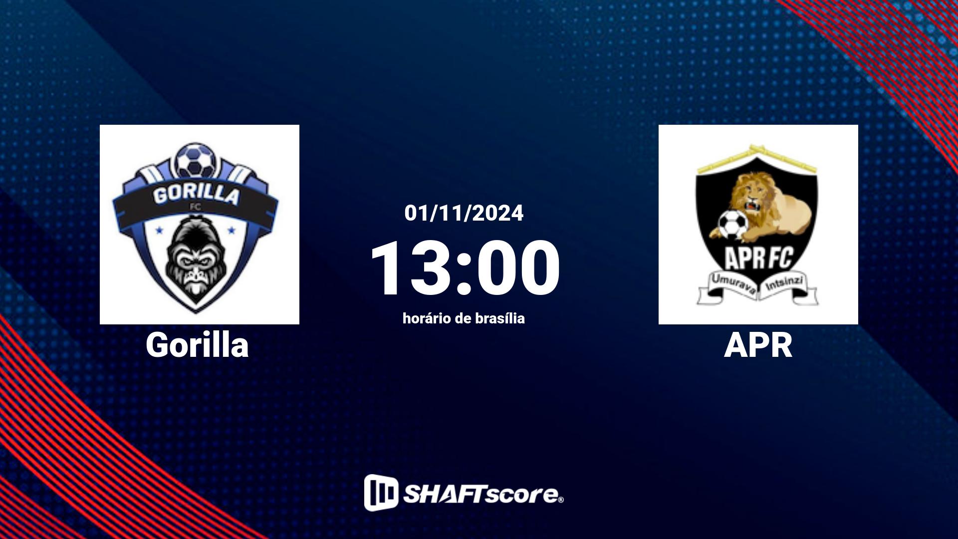 Estatísticas do jogo Gorilla vs APR 01.11 13:00