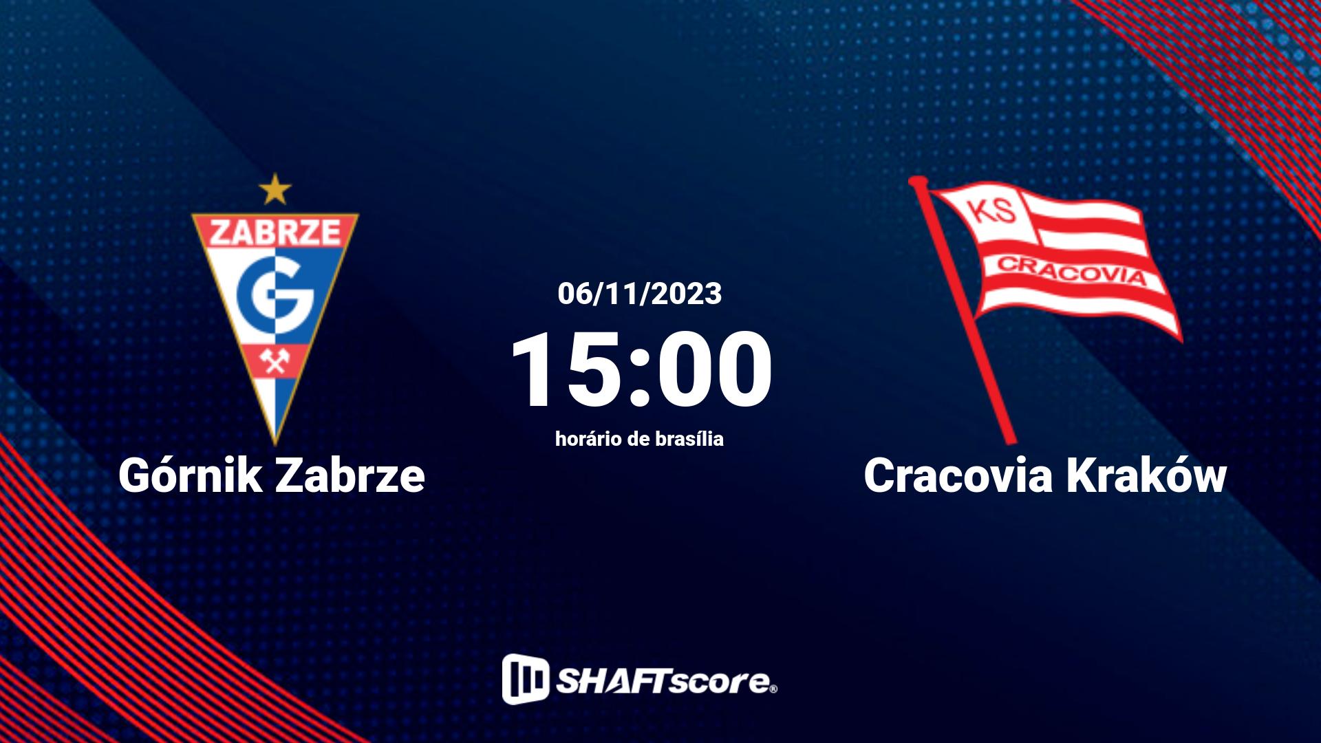 Estatísticas do jogo Górnik Zabrze vs Cracovia Kraków 06.11 15:00