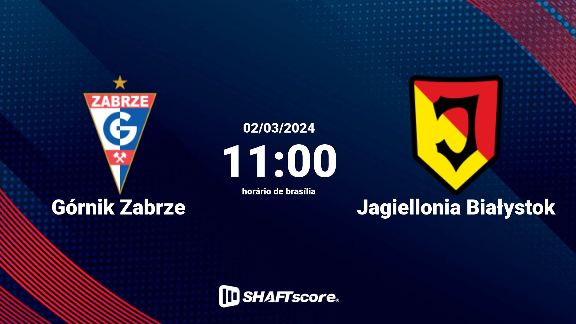 Estatísticas do jogo Górnik Zabrze vs Jagiellonia Białystok 02.03 11:00