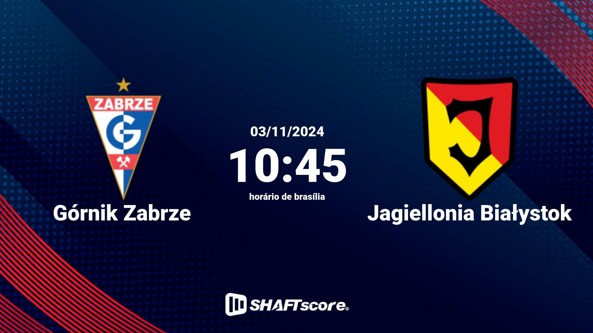 Estatísticas do jogo Górnik Zabrze vs Jagiellonia Białystok 03.11 10:45