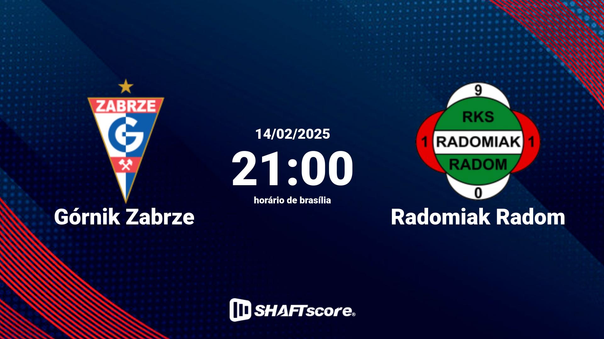 Estatísticas do jogo Górnik Zabrze vs Radomiak Radom 14.02 21:00