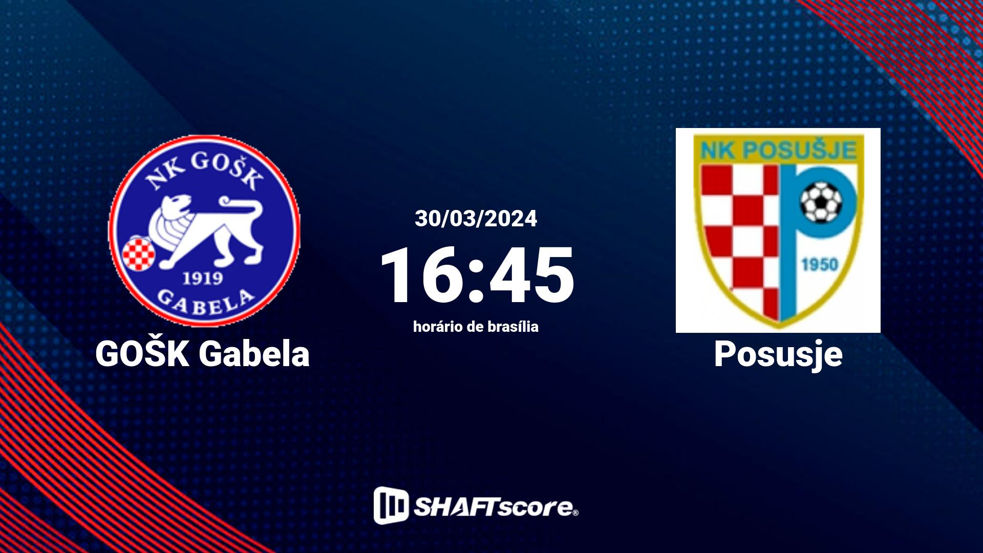 Estatísticas do jogo GOŠK Gabela vs Posusje 30.03 16:45