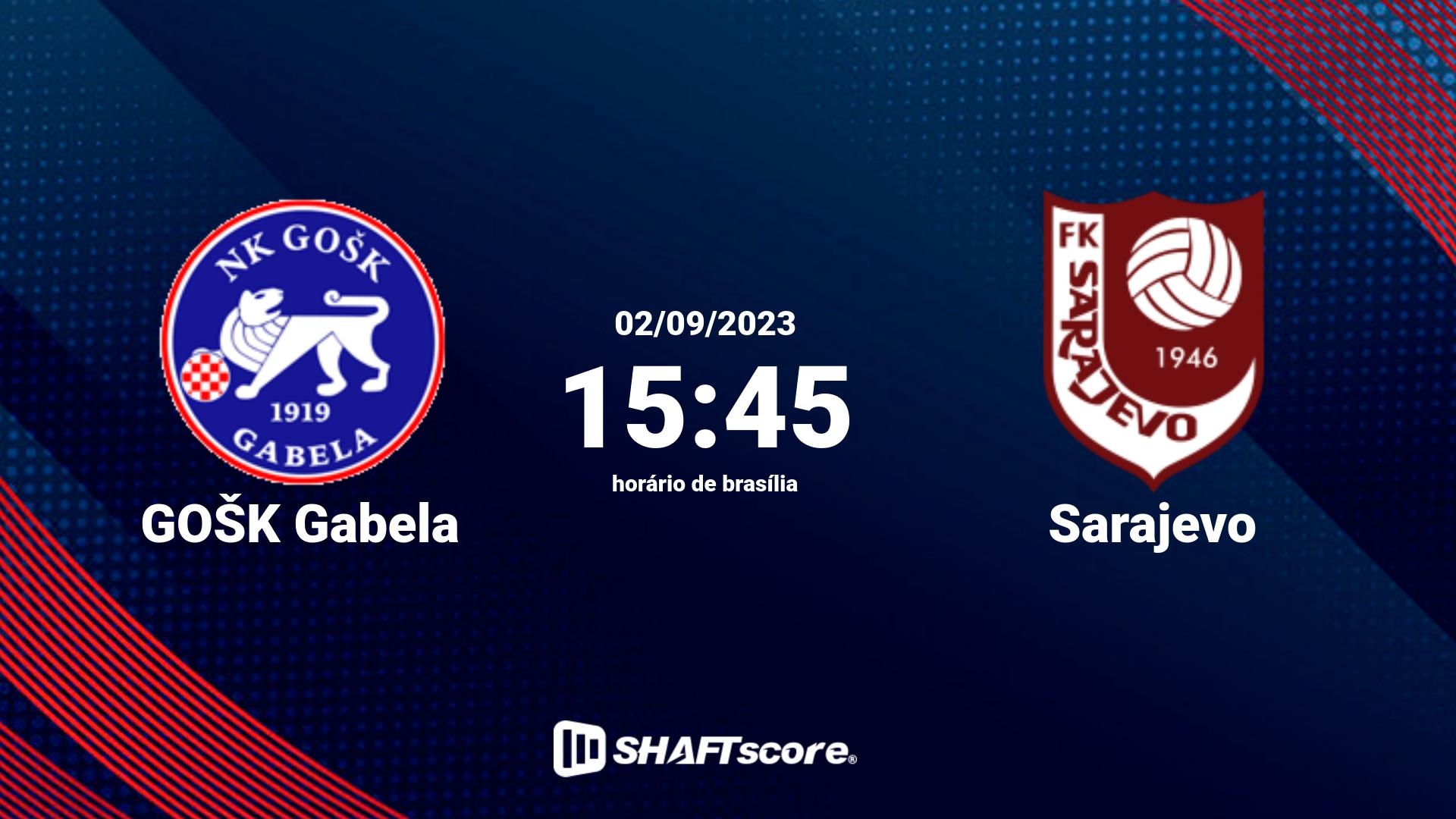 Estatísticas do jogo GOŠK Gabela vs Sarajevo 02.09 15:45