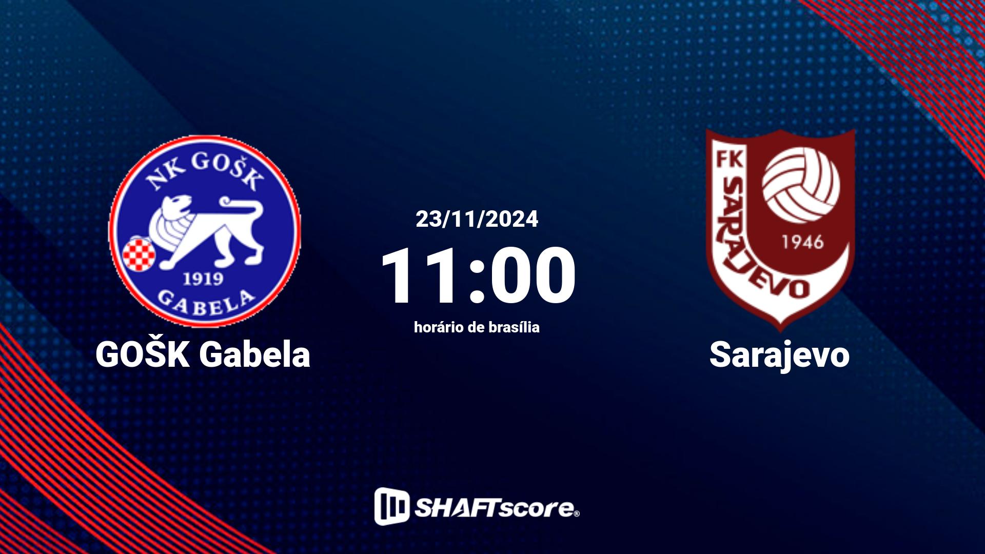 Estatísticas do jogo GOŠK Gabela vs Sarajevo 23.11 11:00