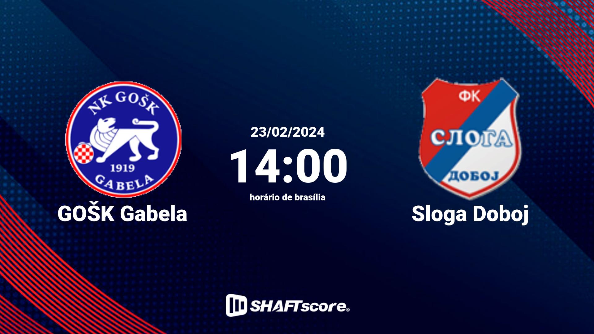 Estatísticas do jogo GOŠK Gabela vs Sloga Doboj 23.02 14:00