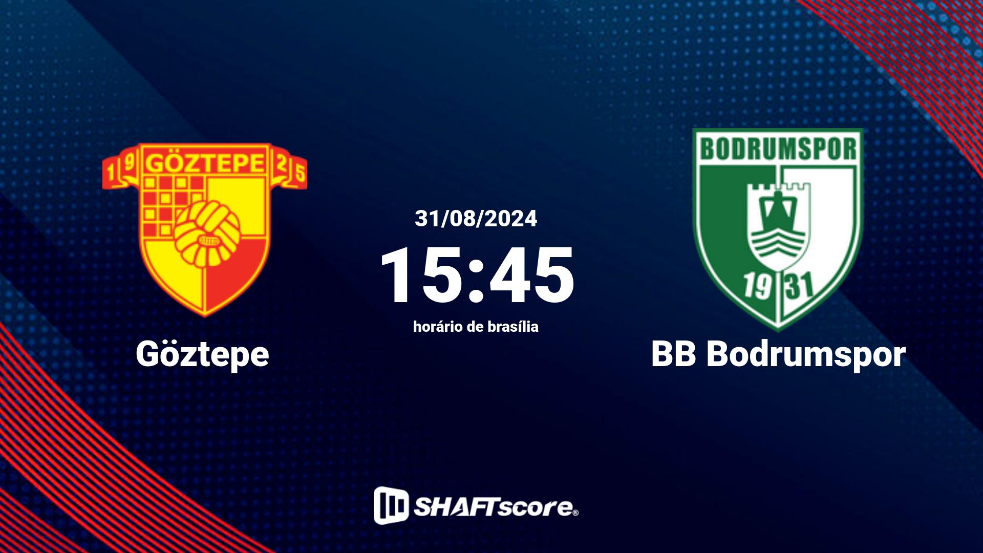 Estatísticas do jogo Göztepe vs BB Bodrumspor 31.08 15:45