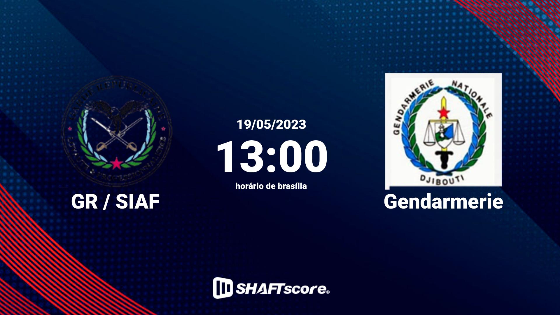 Estatísticas do jogo GR / SIAF vs Gendarmerie 19.05 13:00