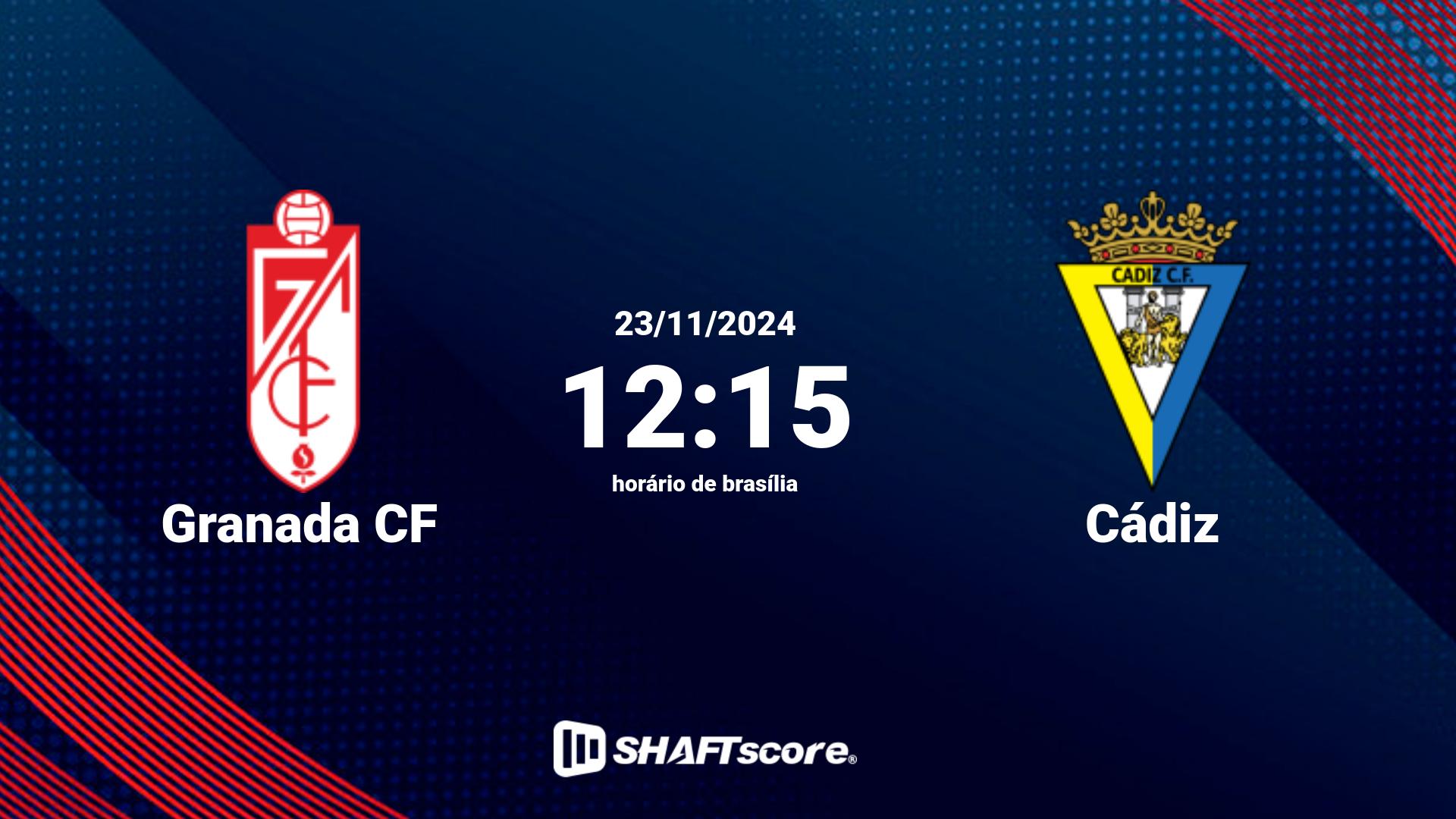 Estatísticas do jogo Granada CF vs Cádiz 23.11 12:15