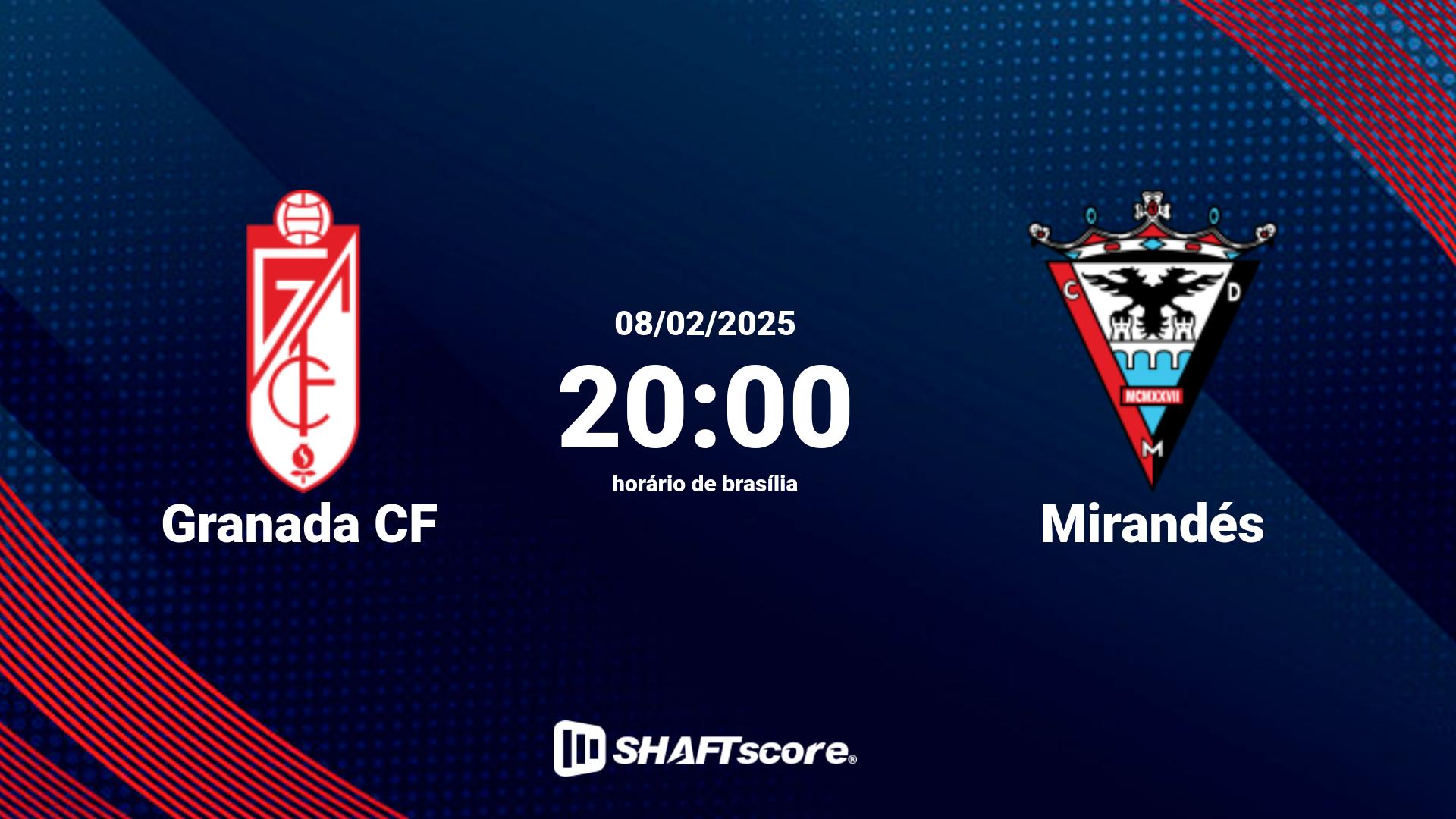 Estatísticas do jogo Granada CF vs Mirandés 08.02 20:00