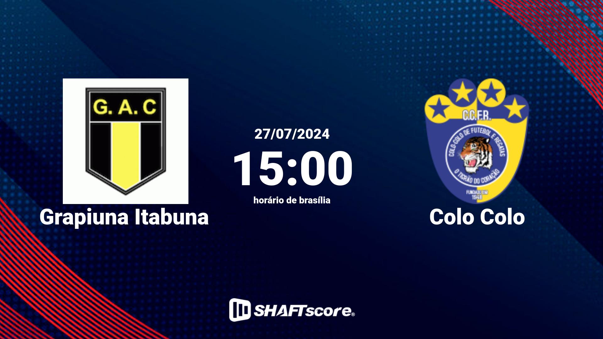 Estatísticas do jogo Grapiuna Itabuna vs Colo Colo 27.07 15:00