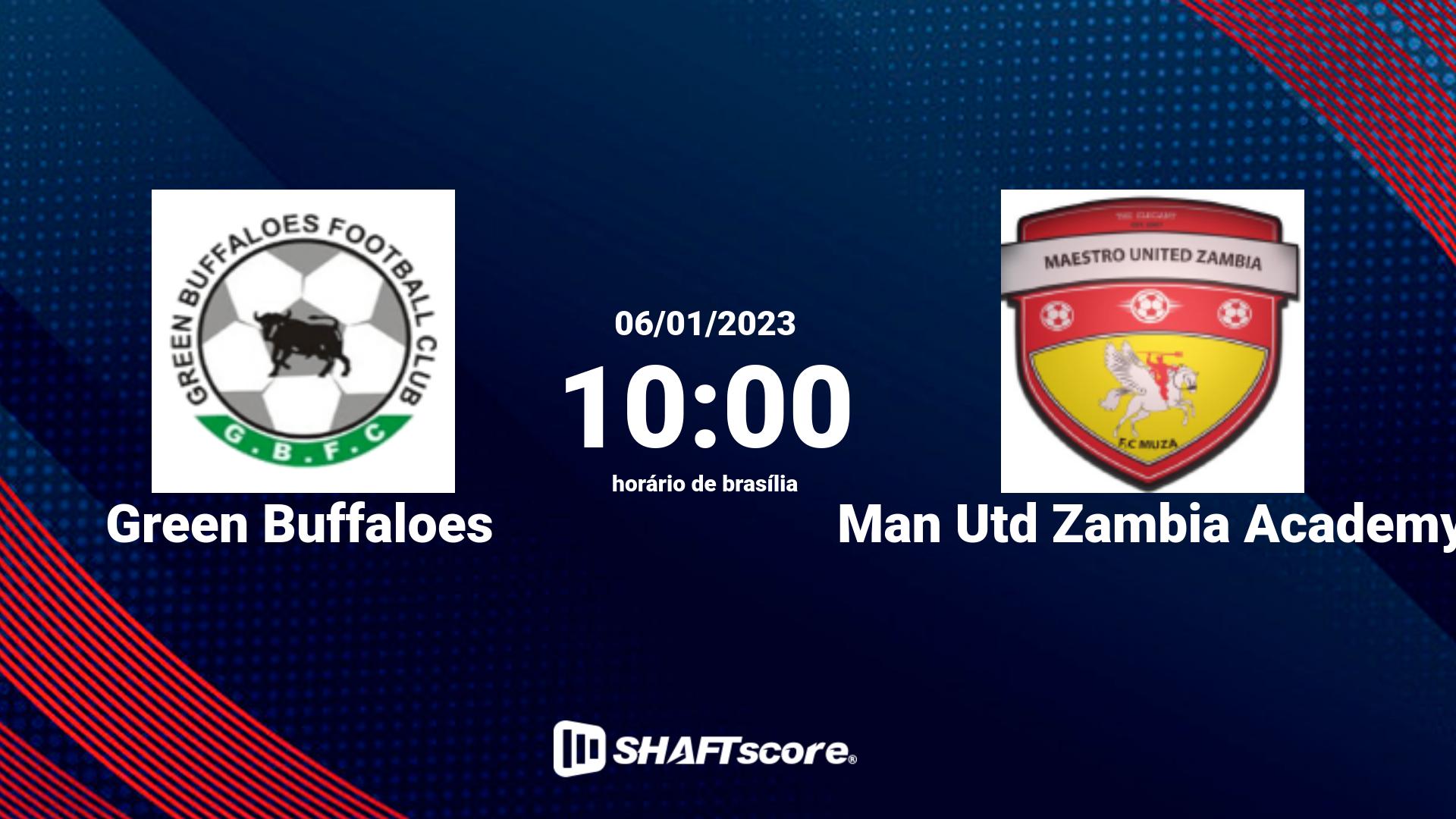 Estatísticas do jogo Green Buffaloes vs Man Utd Zambia Academy 06.01 10:00