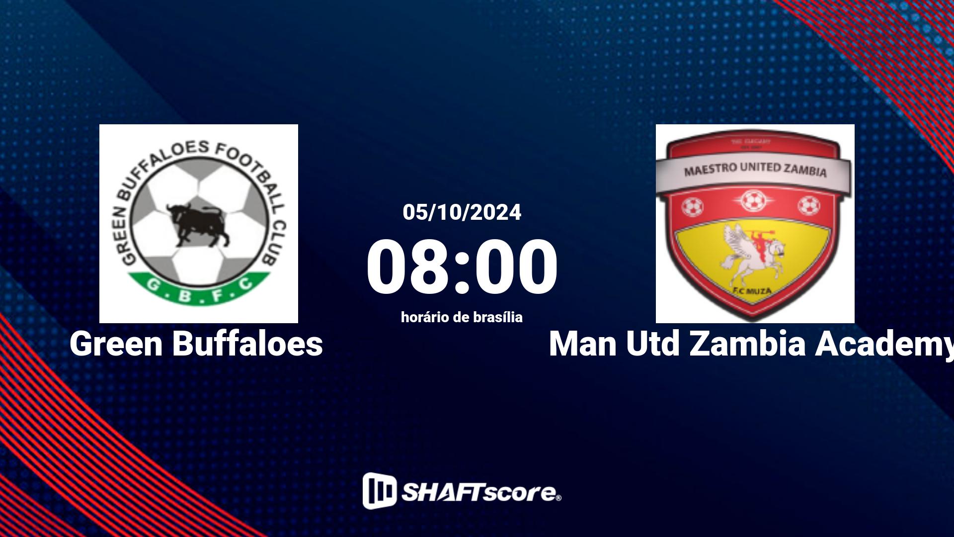 Estatísticas do jogo Green Buffaloes vs Man Utd Zambia Academy 05.10 08:00