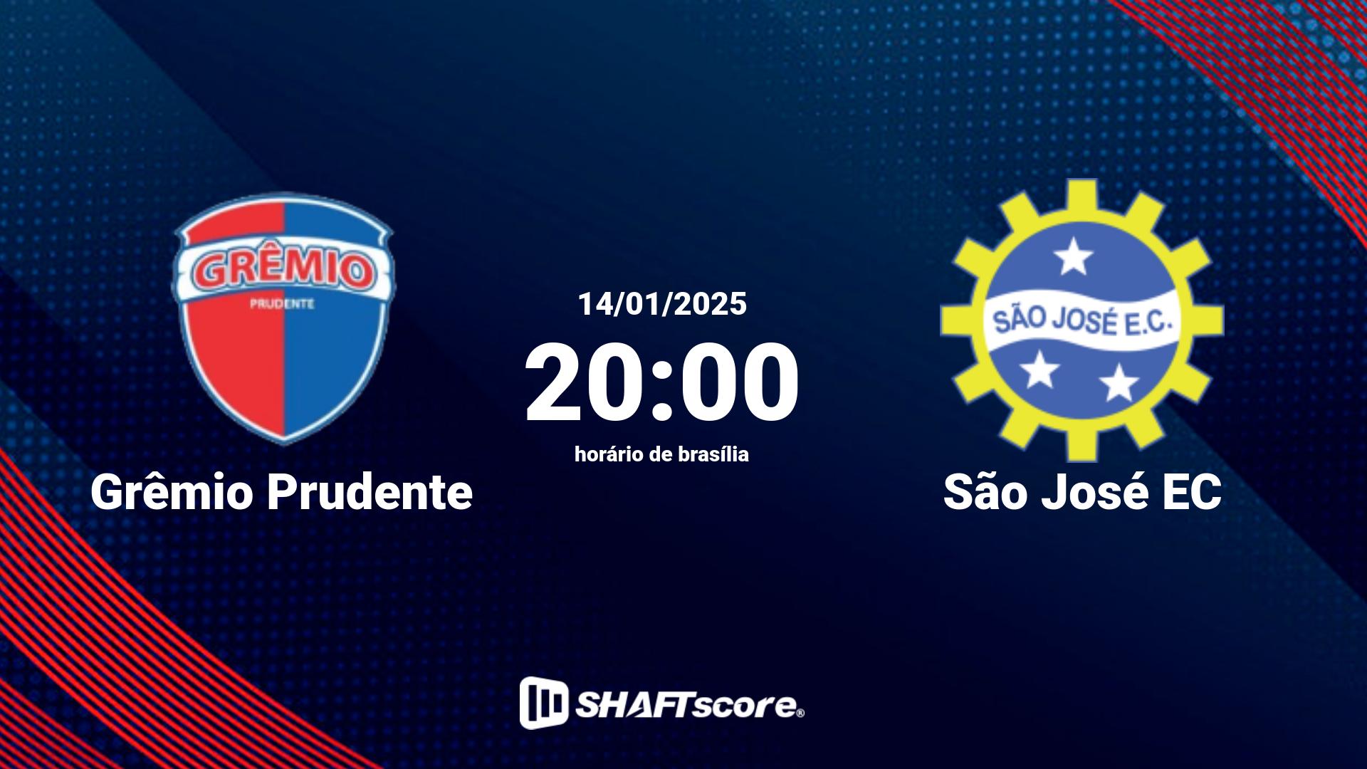 Estatísticas do jogo Grêmio Prudente vs São José EC 14.01 20:00