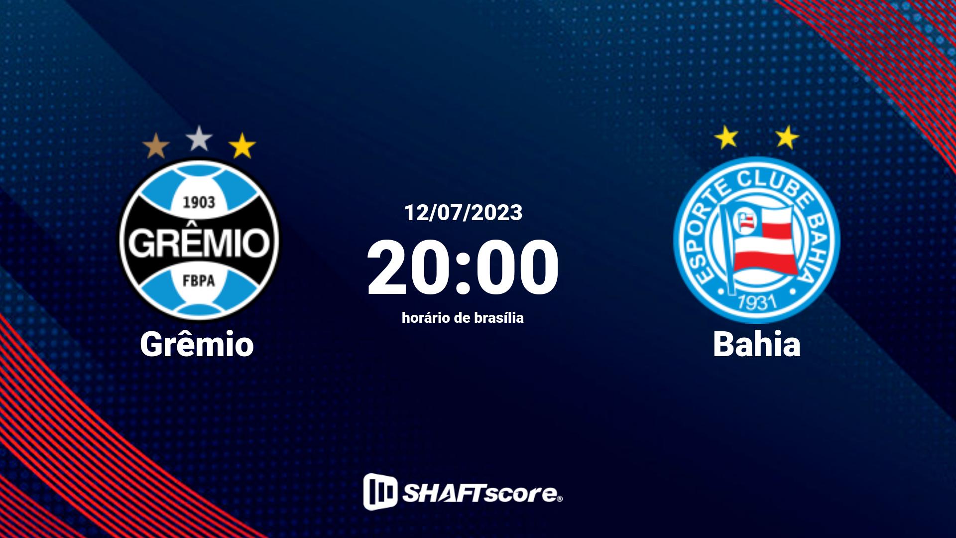 Estatísticas do jogo Grêmio vs Bahia 12.07 20:00