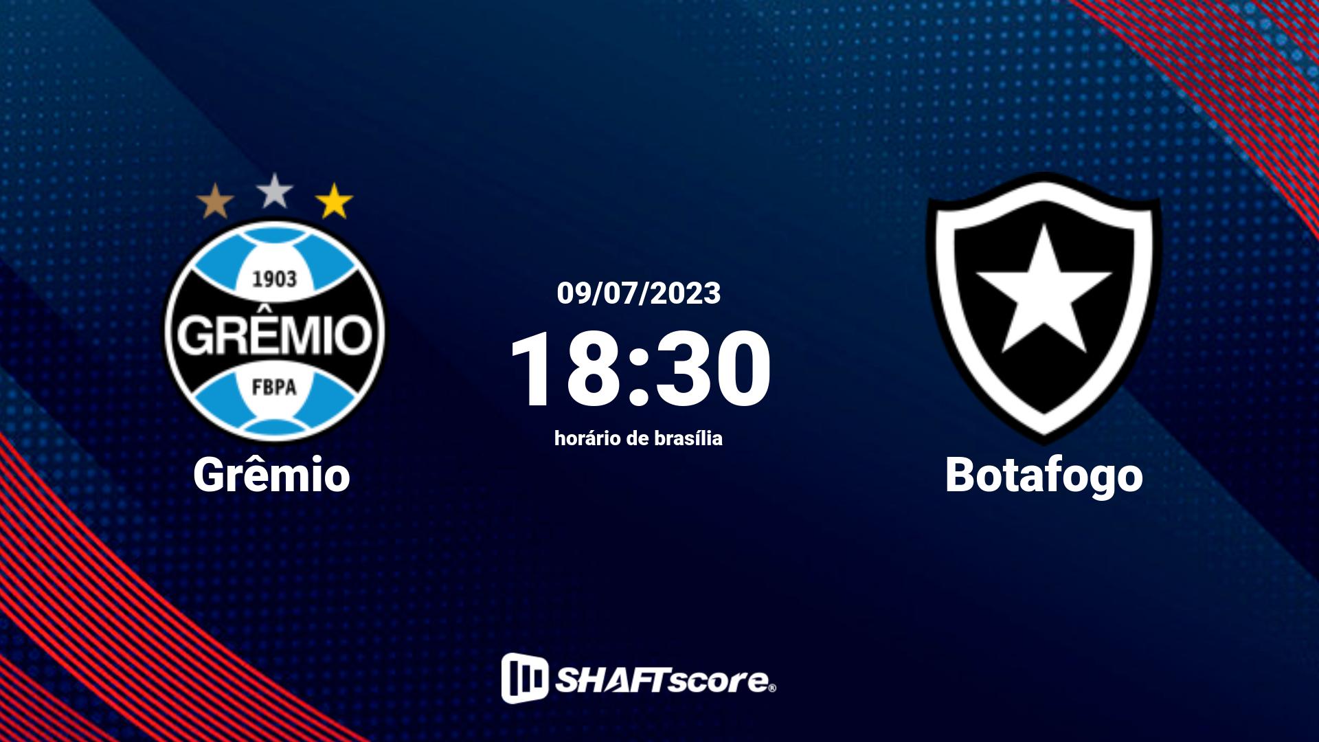 Estatísticas do jogo Grêmio vs Botafogo 09.07 18:30