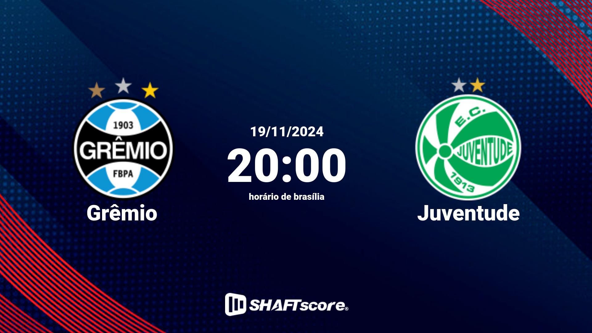 Estatísticas do jogo Grêmio vs Juventude 19.11 20:00