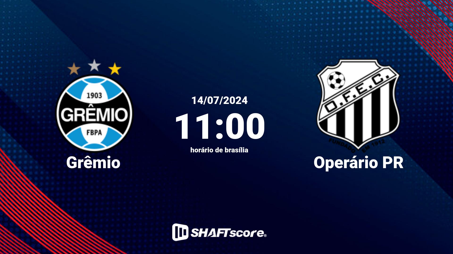 Estatísticas do jogo Grêmio vs Operário PR 14.07 11:00