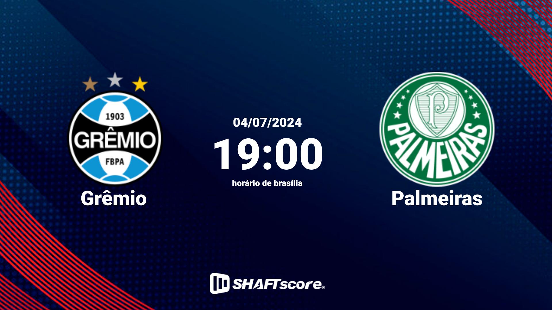 Estatísticas do jogo Grêmio vs Palmeiras 04.07 19:00