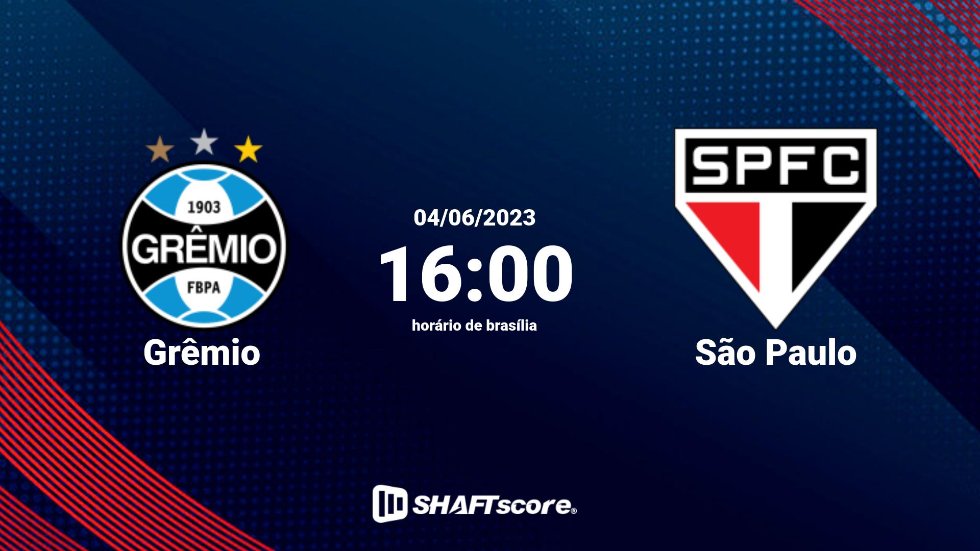 Estatísticas do jogo Grêmio vs São Paulo 04.06 16:00